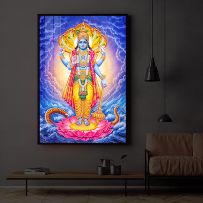 Sri Maha Vishnu Modern Luxury Backlight Vertical Wall Art
