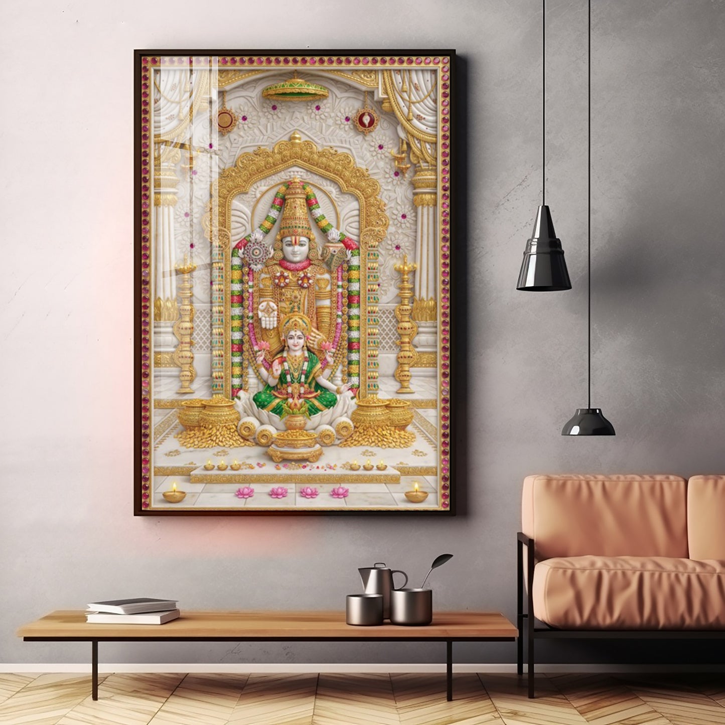 Hindu God Tirupati Venkatachalapathy Premium Acrylic Vertical Wall Art