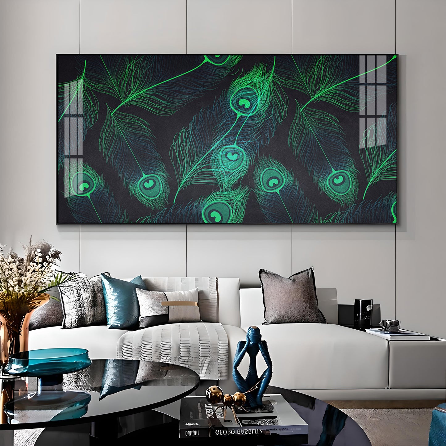 Peacock Feather Premium Acrylic Horizontal Wall Art