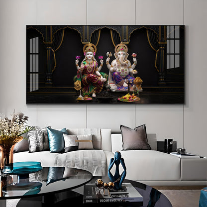 Goddess Lakshmi & Lord Ganesha Premium Acrylic Horizontal Wall Art