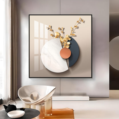 Gold-Toned Decorative Branches Premium Acrylic Square Wall Art