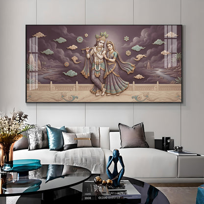 Hindu Deities Radha Krishna Premium Acrylic Horizontal Wall Art