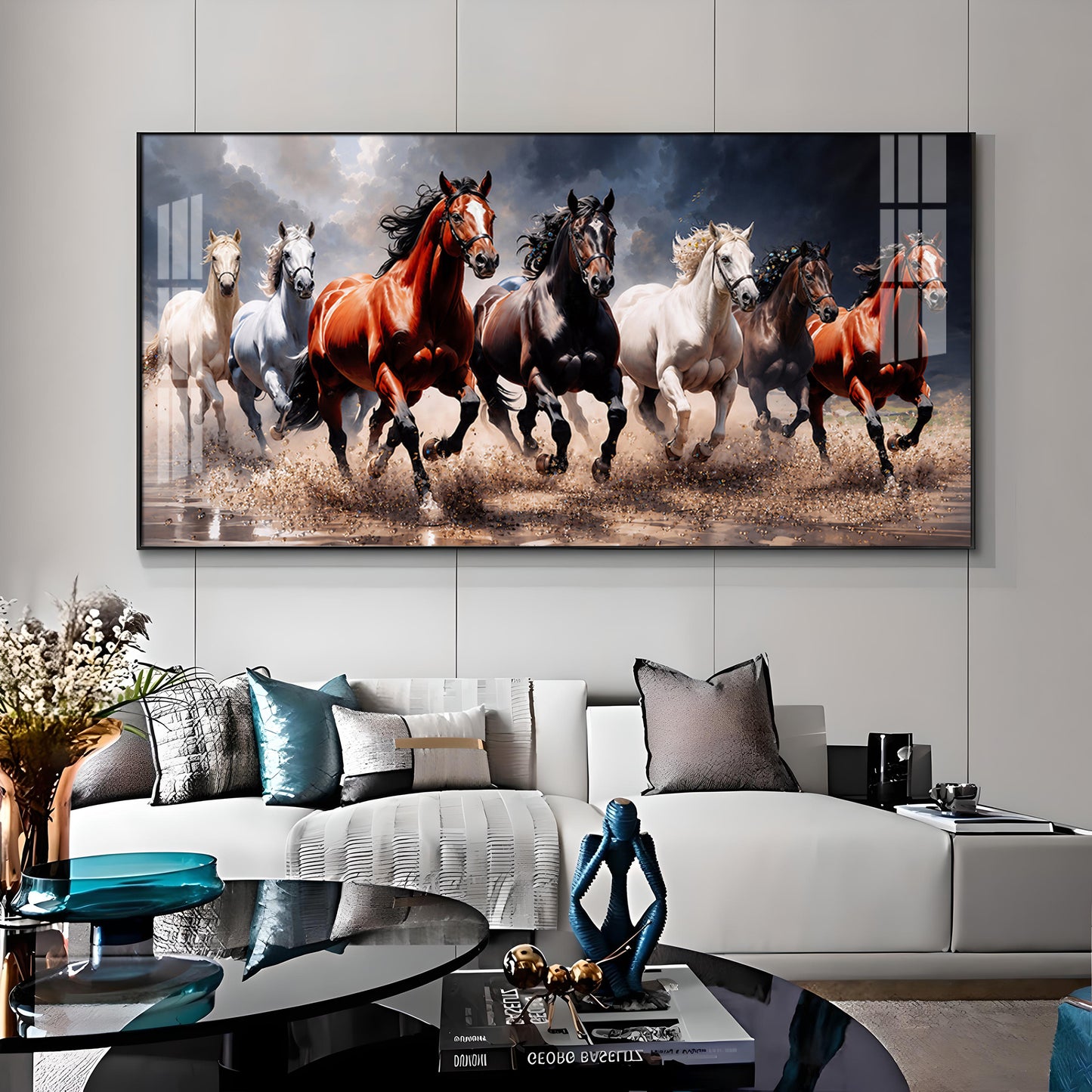 Seven Horses Run Wild Premium Acrylic Horizontal Wall Art