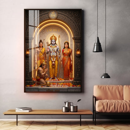 Lord Rama, Goddess Sita, Lakshmana, & Hanuman Premium Acrylic Vertical Wall Art