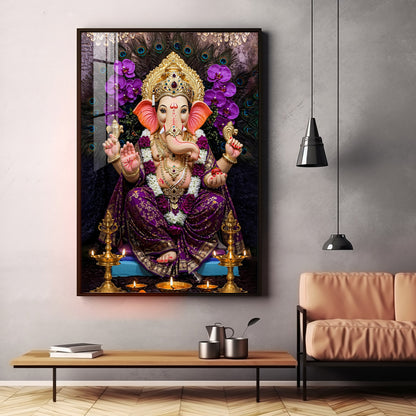 Hindu God Ganpati Bappa Premium Acrylic Vertical Wall Art