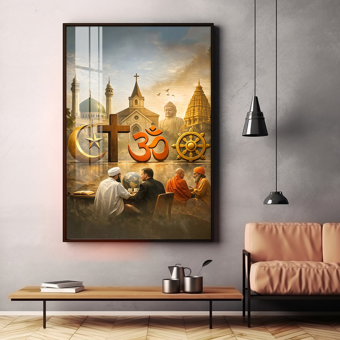 Religion Symbols Premium Acrylic Vertical Wall Art
