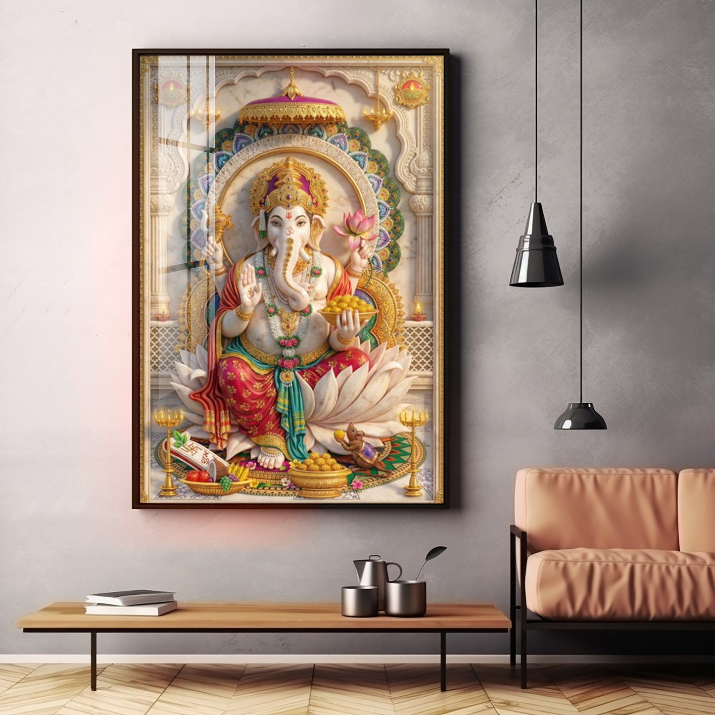 Radiant Ganesh Idol Premium Acrylic Vertical Wall Art