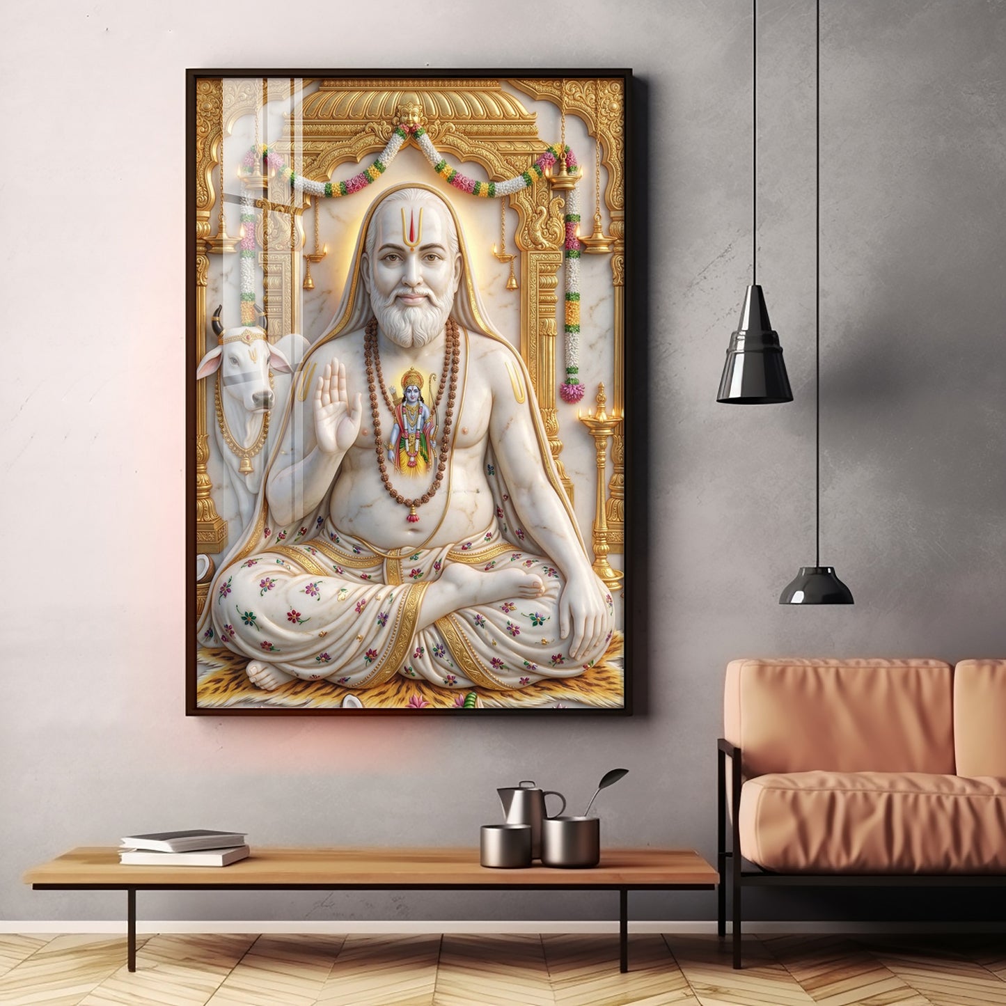 Sri Guru Raghavendra Swamy Premium Acrylic Vertical Wall Art