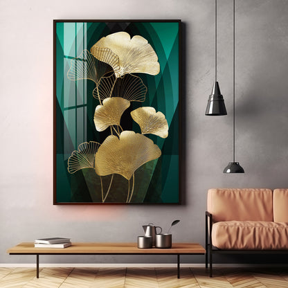 Gold Leaf Serenity Premium Acrylic Vertical Wall Art
