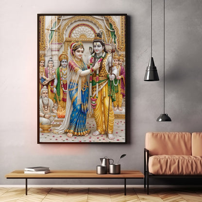 Lord Shiva Devi Parvati Marriage Ceremony Premium Acrylic Vertical Wall Art