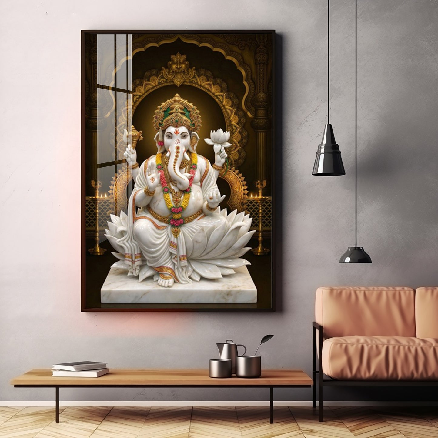 Vighnaharta ganesh Ji Premium Acrylic Vertical Wall Art