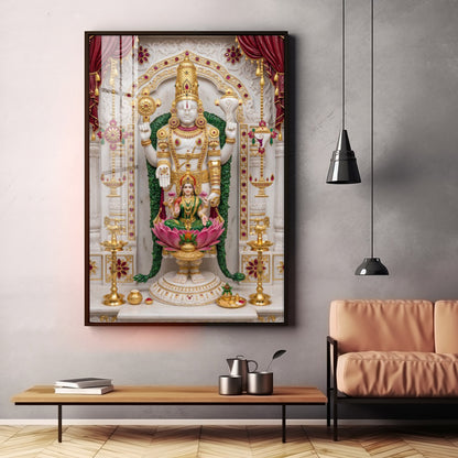 Maa Laxmi Lord Venkateswara Premium Acrylic Vertical Wall Art