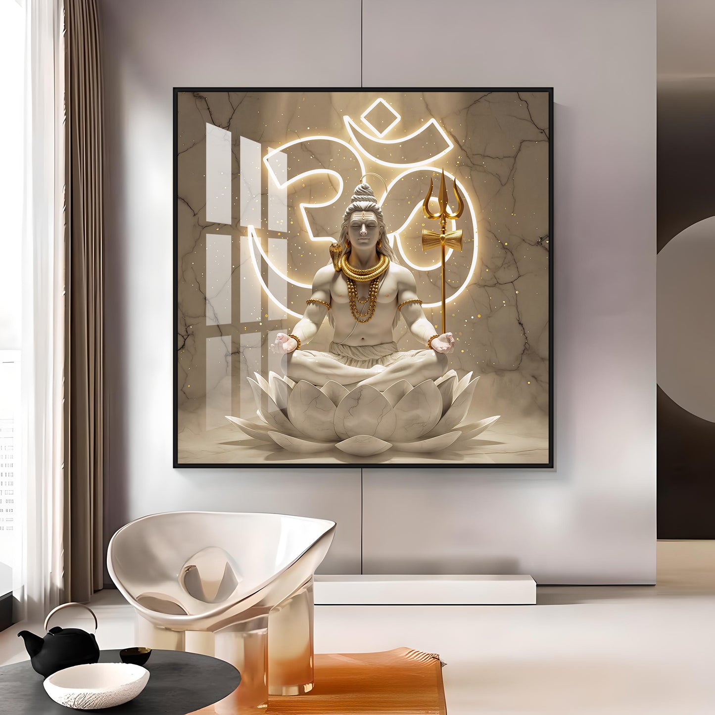 Lord Shiva Meditating Premium Acrylic Square Wall Art