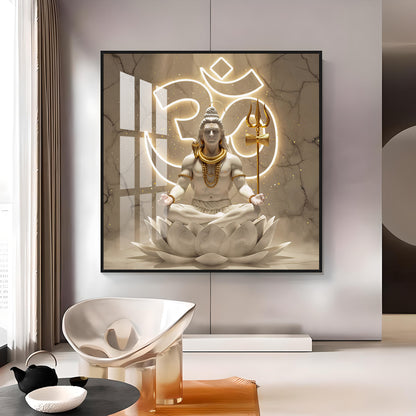Lord Shiva Meditating Premium Acrylic Square Wall Art