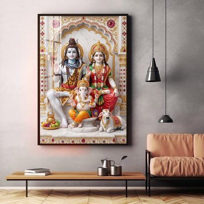 Lord Shiv Parvati Parivar Premium Acrylic Vertical Wall Art