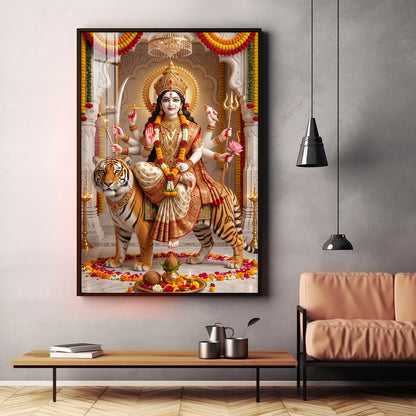 Divine Sherawali Maiya Premium Acrylic Vertical Wall Art