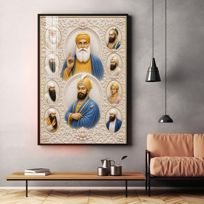 Divine 10 Gurus Premium Acrylic Vertical Wall Art