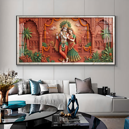 Depicting Divine Love Radha Krishna Premium Acrylic Horizontal Wall Art