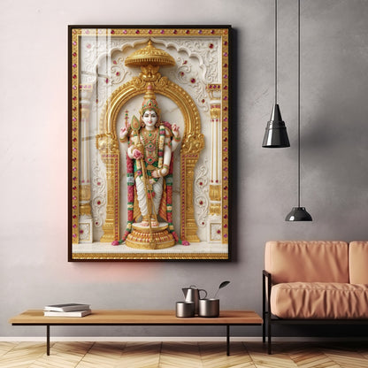 Lord Murugan Ji Premium Acrylic Vertical Wall Art