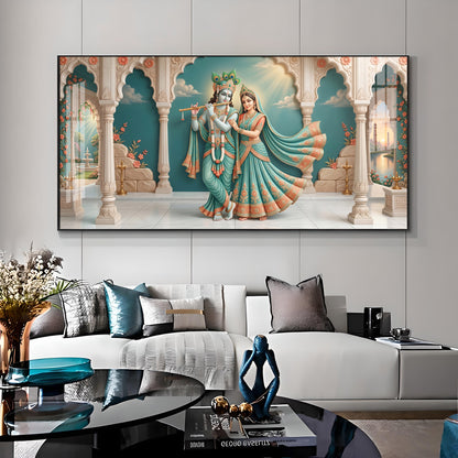Hindu Deities Radha Krishna Premium Acrylic Horizontal Wall Art