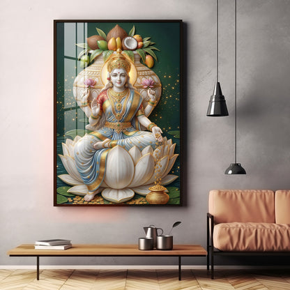 Hindu Goddess Lakshmi Premium Acrylic Vertical Wall Art