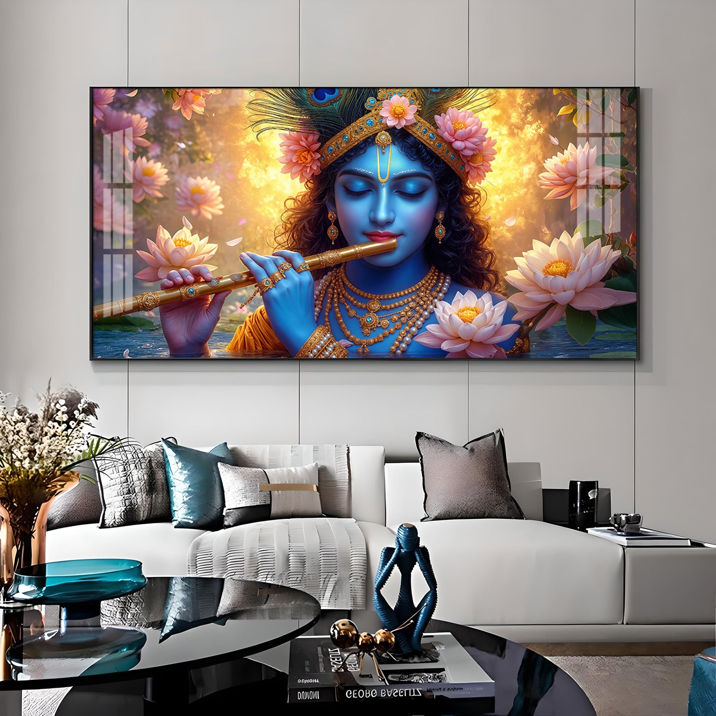 Krishna Bhagwan Premium Acrylic Horizontal Wall Art