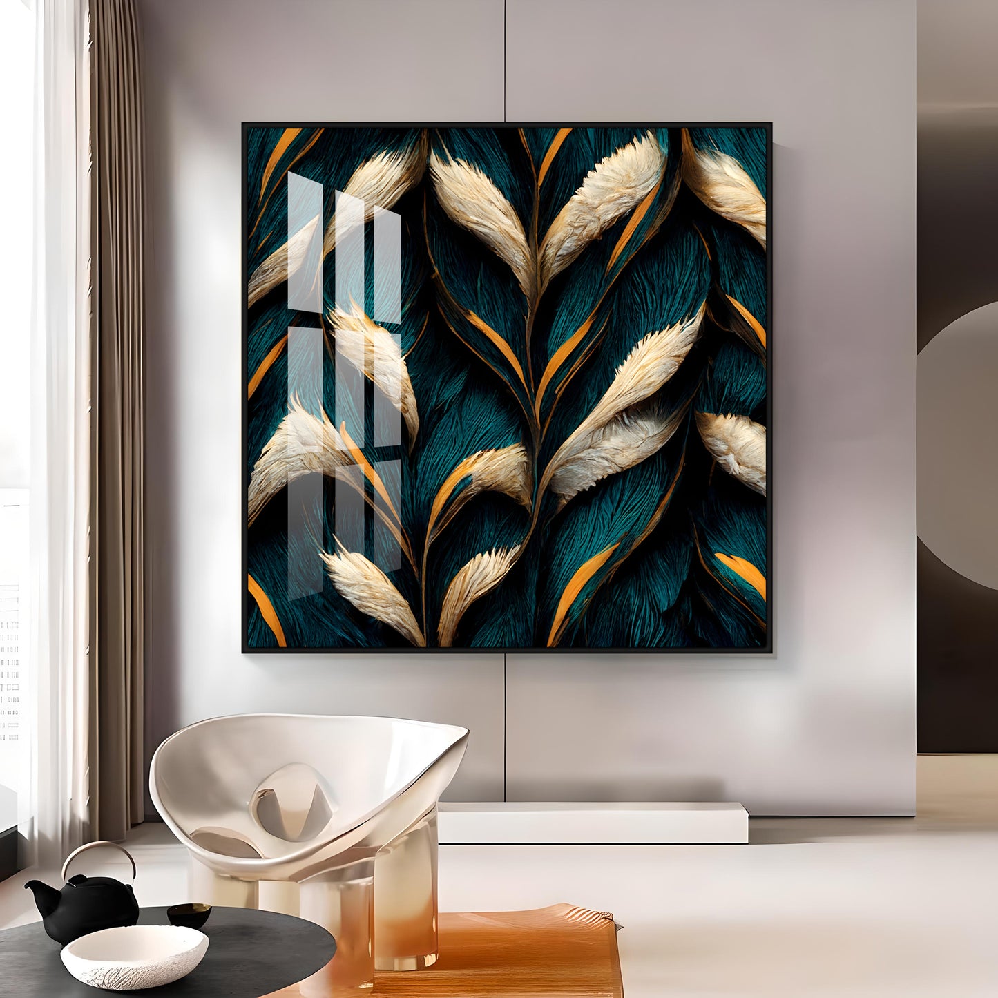 Feathers Premium Acrylic Square Wall Art