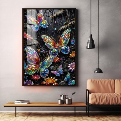 Butterflies & Flowers Premium Acrylic Vertical Wall Art