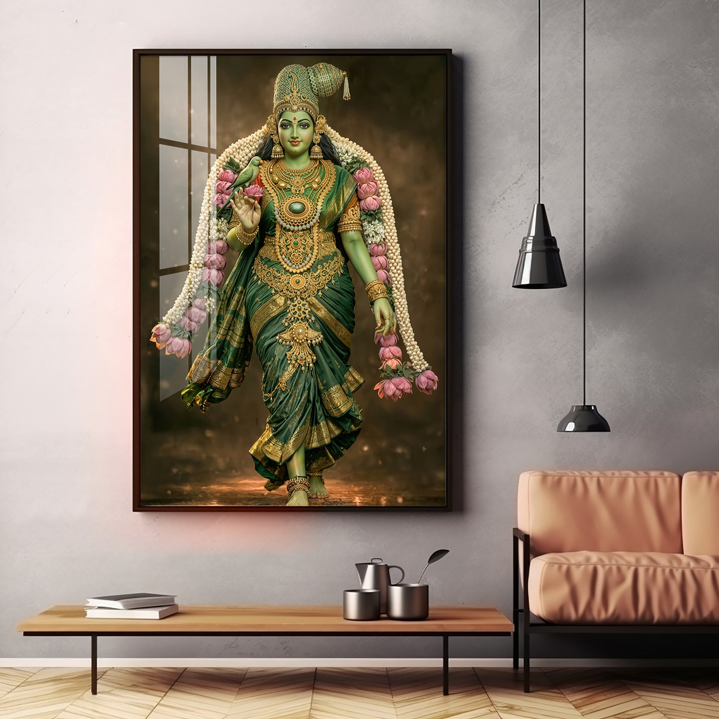 Goddess Meenakshi Blessing Premium Acrylic Vertical Wall Art