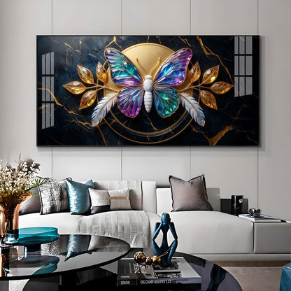 Butterfly With Iridescent Purple & Blue Wings Premium Acrylic Horizontal Wall Art