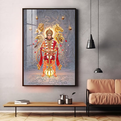 Hindu Deity Panchmukhi Hanuman Premium Acrylic Vertical Wall Art