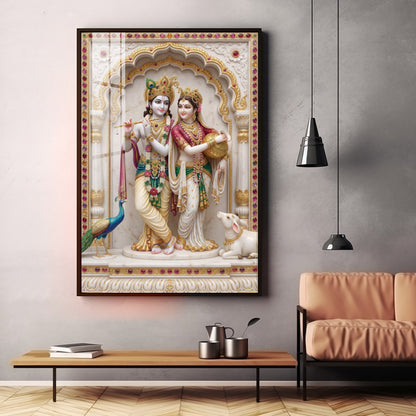 Radha Krishna Aura Premium Acrylic Vertical Wall Art
