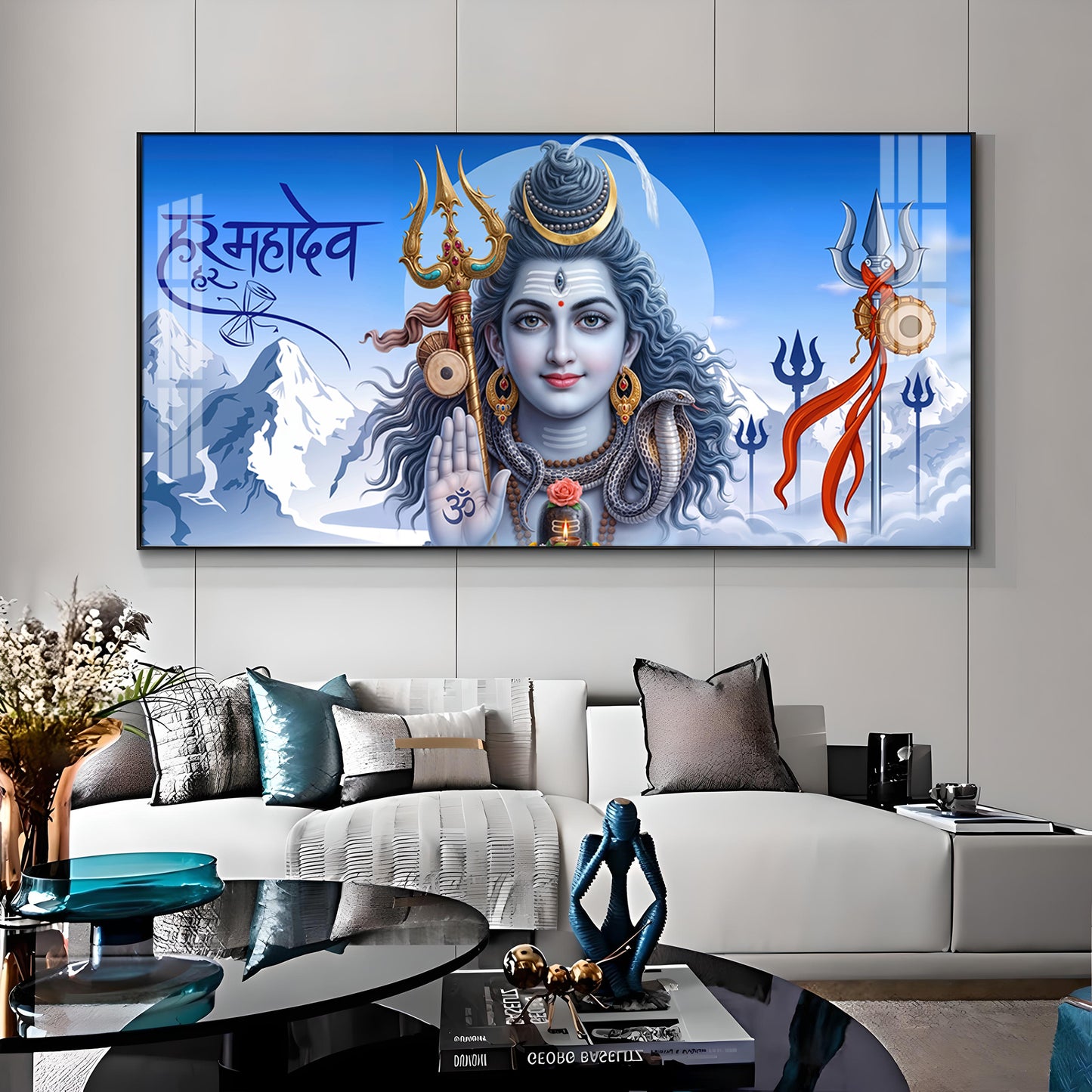 Om Namah Shivay Premium Acrylic Horizontal Wall Art