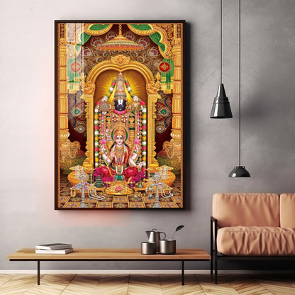 Tirupati Balaji With Goddess Lakshmi Premium Acrylic Vertical Wall Art