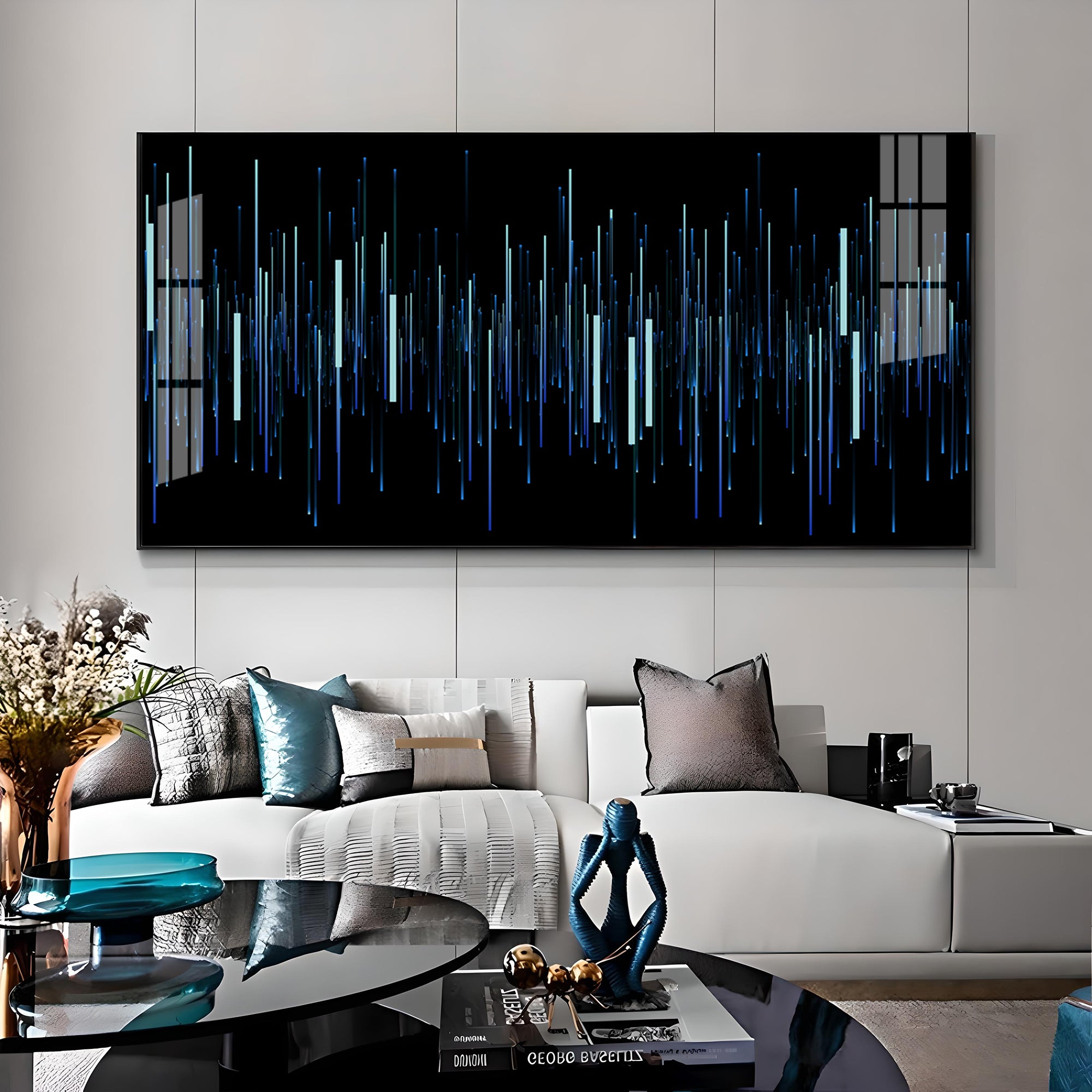 Abstract Vertical Light Bar Line Premium Acrylic Horizontal Wall Art