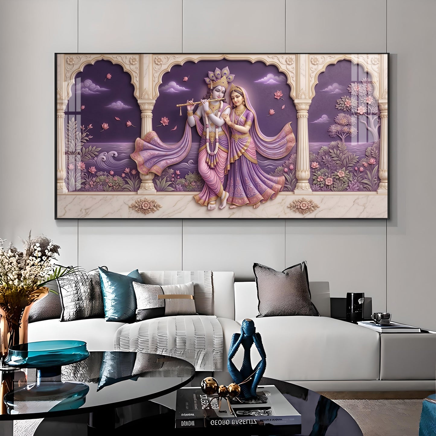 Radha Krishna Swaroop Premium Acrylic Horizontal Wall Art