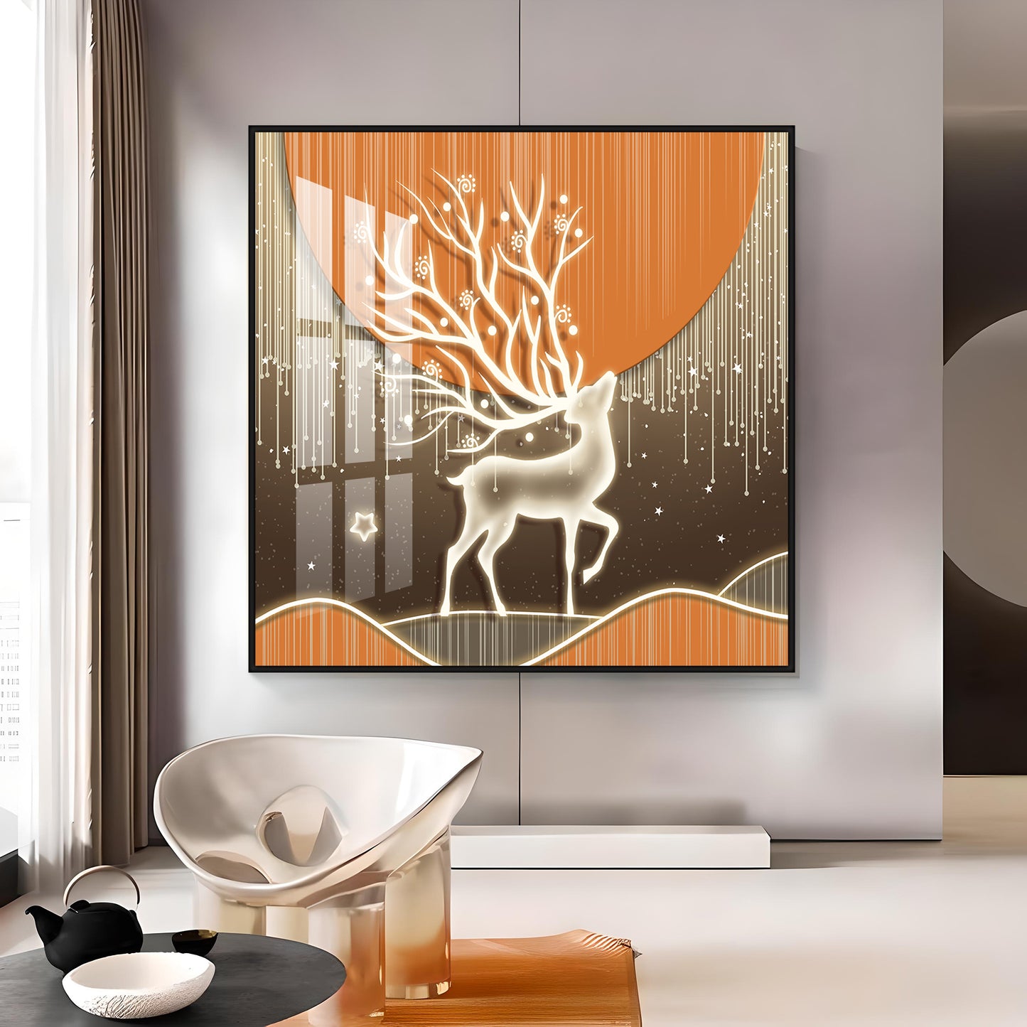 Nature & Deer Premium Acrylic Square Wall Art