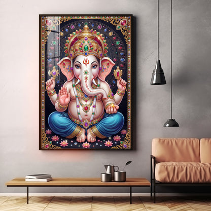 Lord Shri Ganesh Premium Acrylic Vertical Wall Art