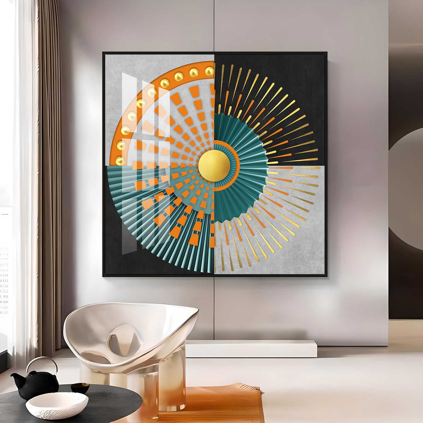 Abstract Geometric Circle Design Premium Acrylic Square Wall Art