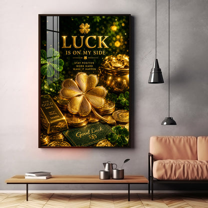 Golden Leaf Premium Acrylic Vertical Wall Art