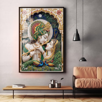 Cosmic Energy Of Radha Krishna Premium Acrylic Vertical Wall Art