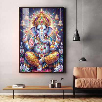 Celestial Serenity Of Lord Ganesha Premium Acrylic Vertical Wall Art