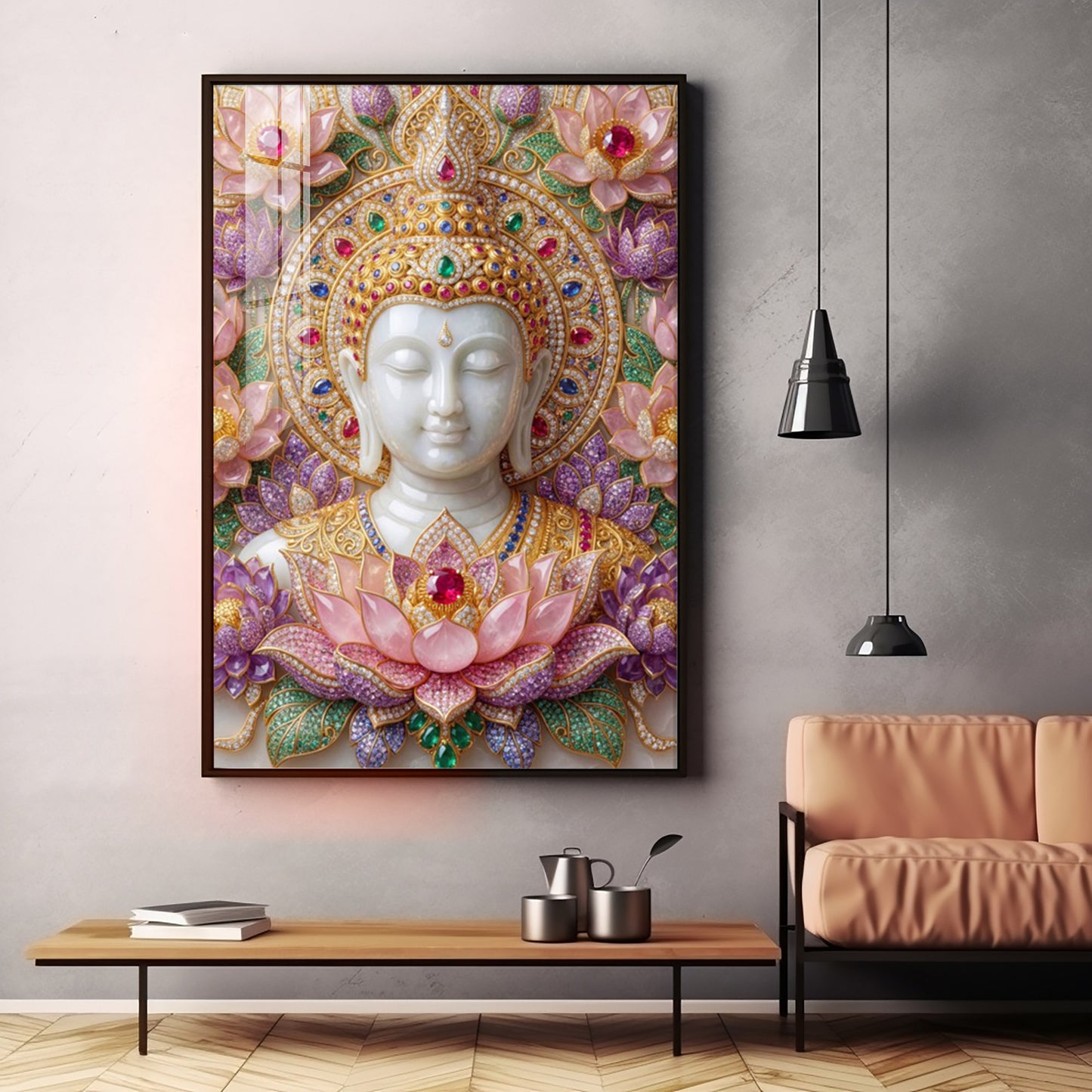 Lord Gautam Buddha Premium Acrylic Vertical Wall Art