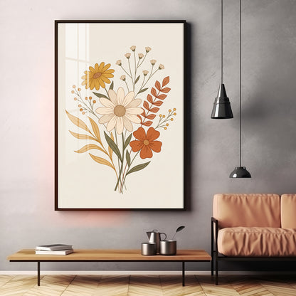 Boho Wildflower Bouquet Premium Acrylic Vertical Wall Art