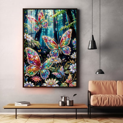 Multicolored Butterflies Premium Acrylic Vertical Wall Art
