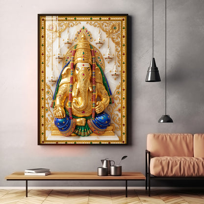 Pillayarpatti Karpaga Vinayagar Premium Acrylic Vertical Wall Art