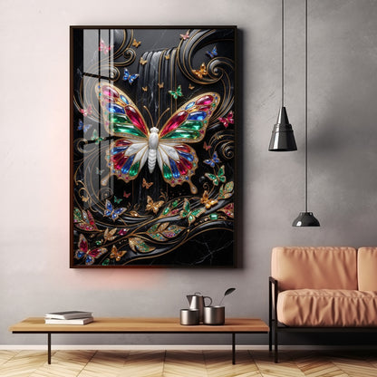 Colourful Butterflies Premium Acrylic Vertical Wall Art