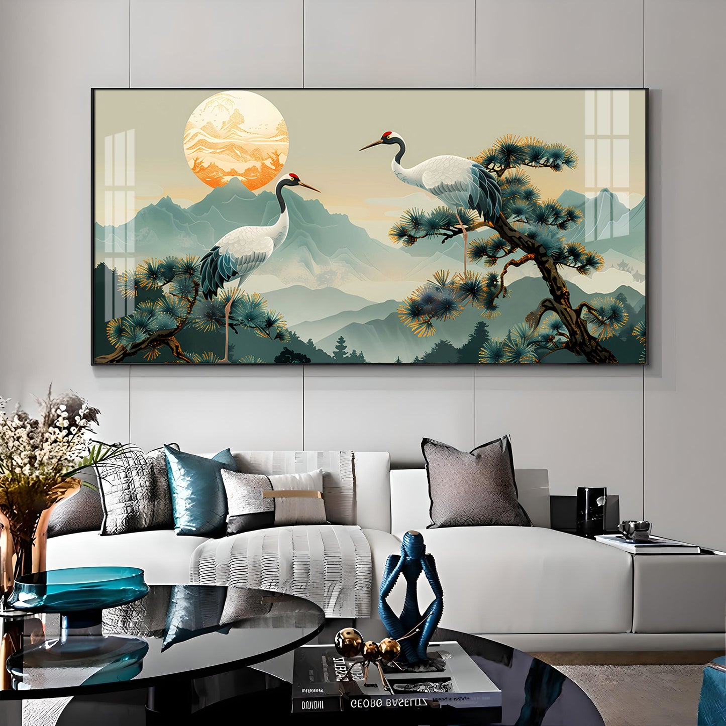 Beautiful Cranes Premium Acrylic Horizontal Wall Art