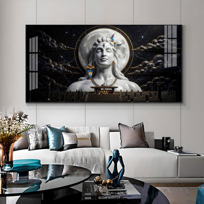 Divine Lord Shiva With Dark Clouds Premium Acrylic Horizontal Wall Art