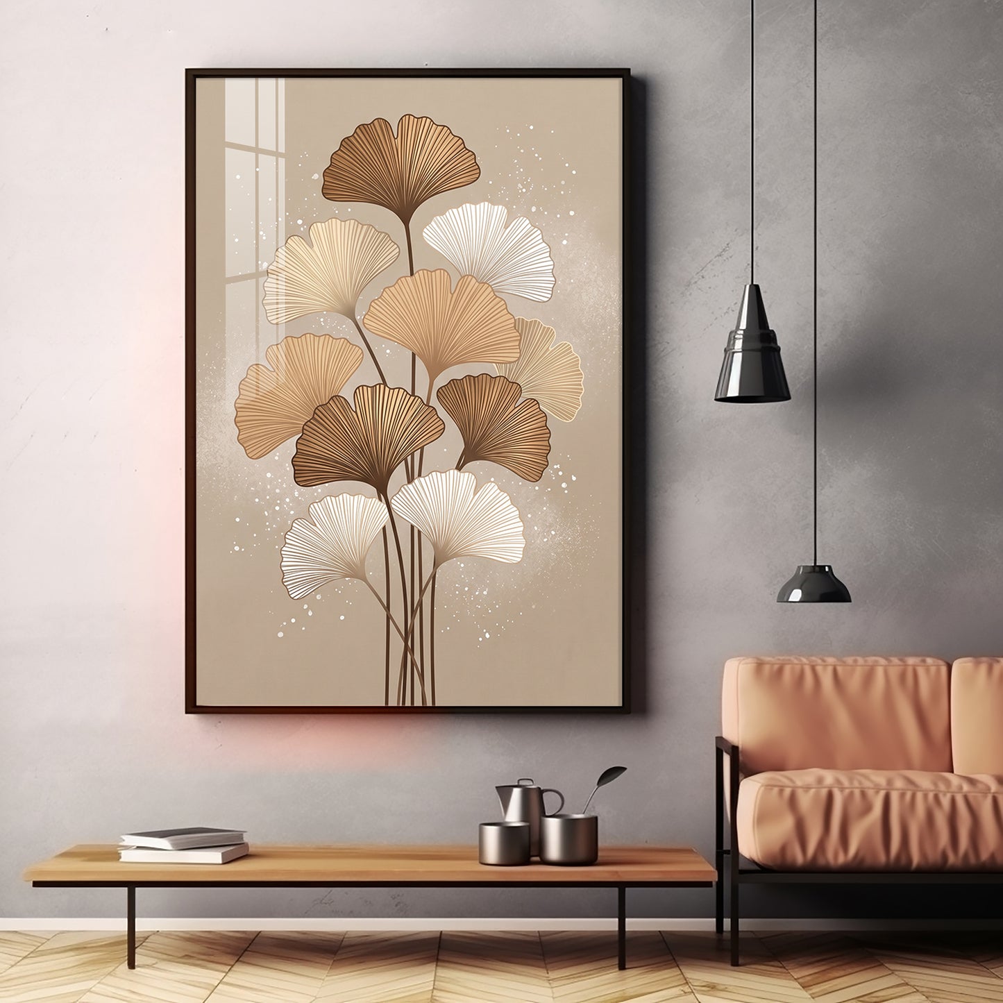 Ginkgo Biloba Line Art Premium Acrylic Vertical Wall Art